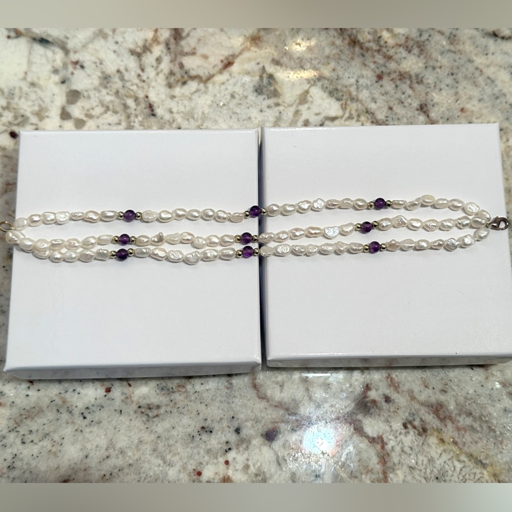 Vintage Freshwater Pearl & Amethyst Bracelet - Picture 3 of 3